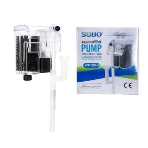 SOBO ΕΞΩΤΕΡΙΚΟ ΦΙΛΤΡΟ ΕΝΥΔΡΕΙΟΥ ΜΕ ΣΦΟΥΓΓΑΡΙ ΚΡΕΜΑΣΤΟ ΔΙΑΦΑΝΟ AQUARIUM PUMP HANGING WP-206H 1219-35